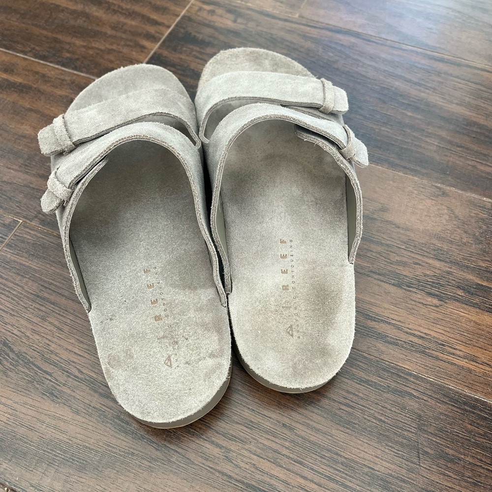 Gray Suede Slide Sandals REEF SZ 10